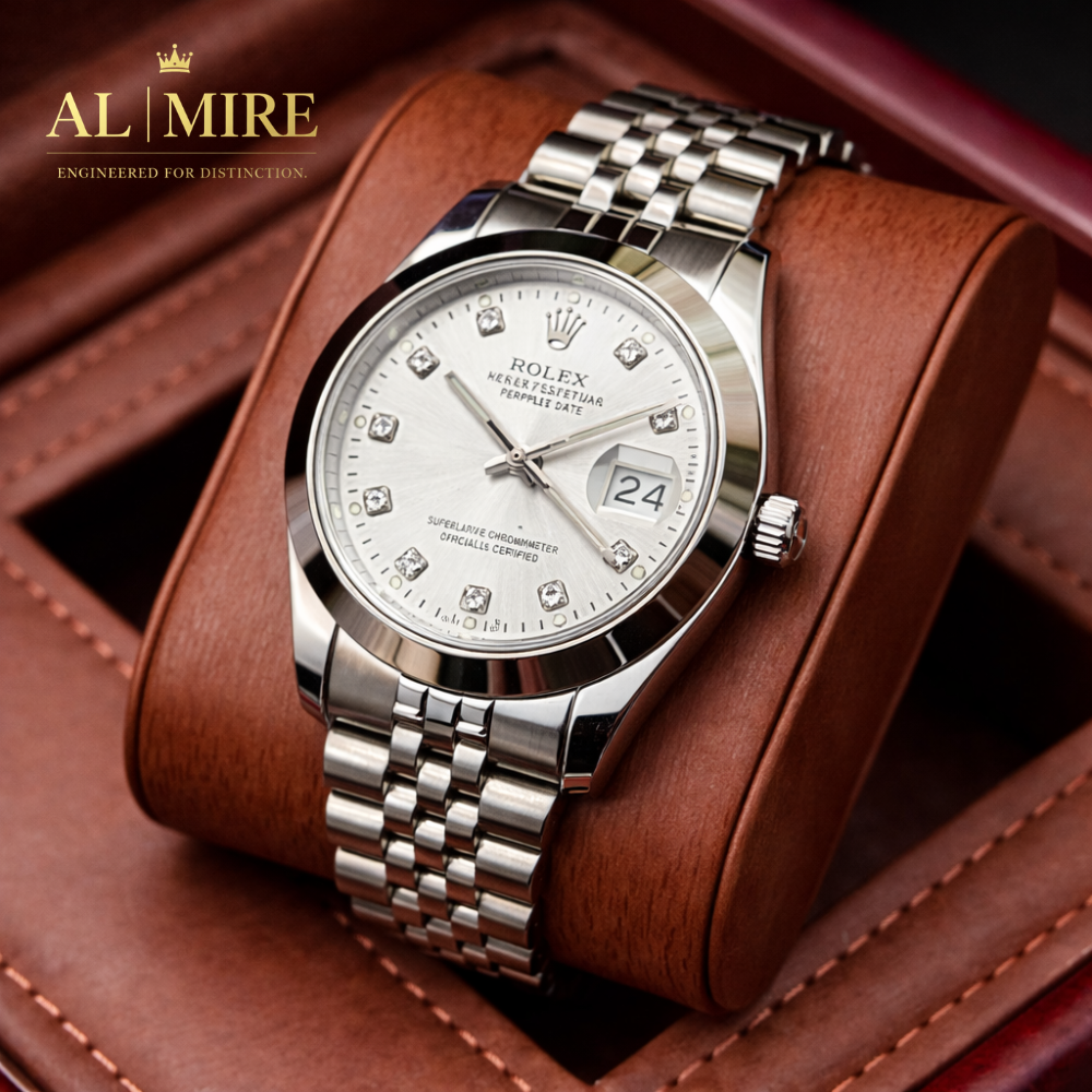 Rolex Oyster Perpetual Day-Date, with a silver dial set